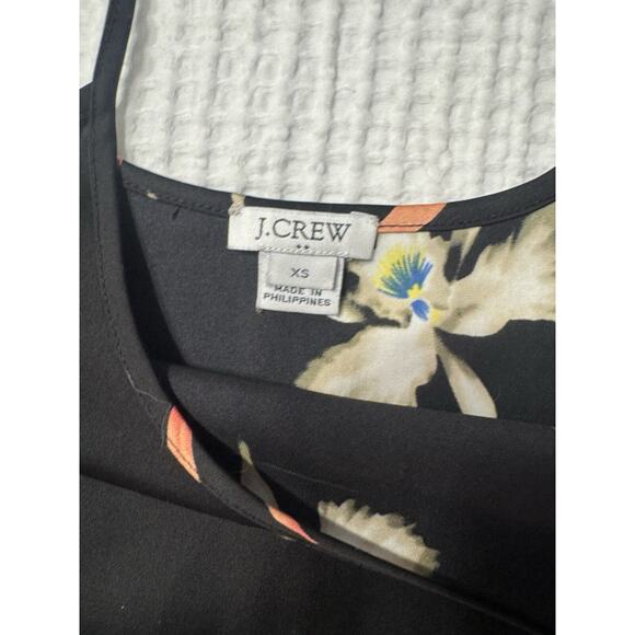 J. Crew Black Floral Tank Dress Side Slit Adjustable Straps Midi Whimsy Goth - Picture 4 of 6